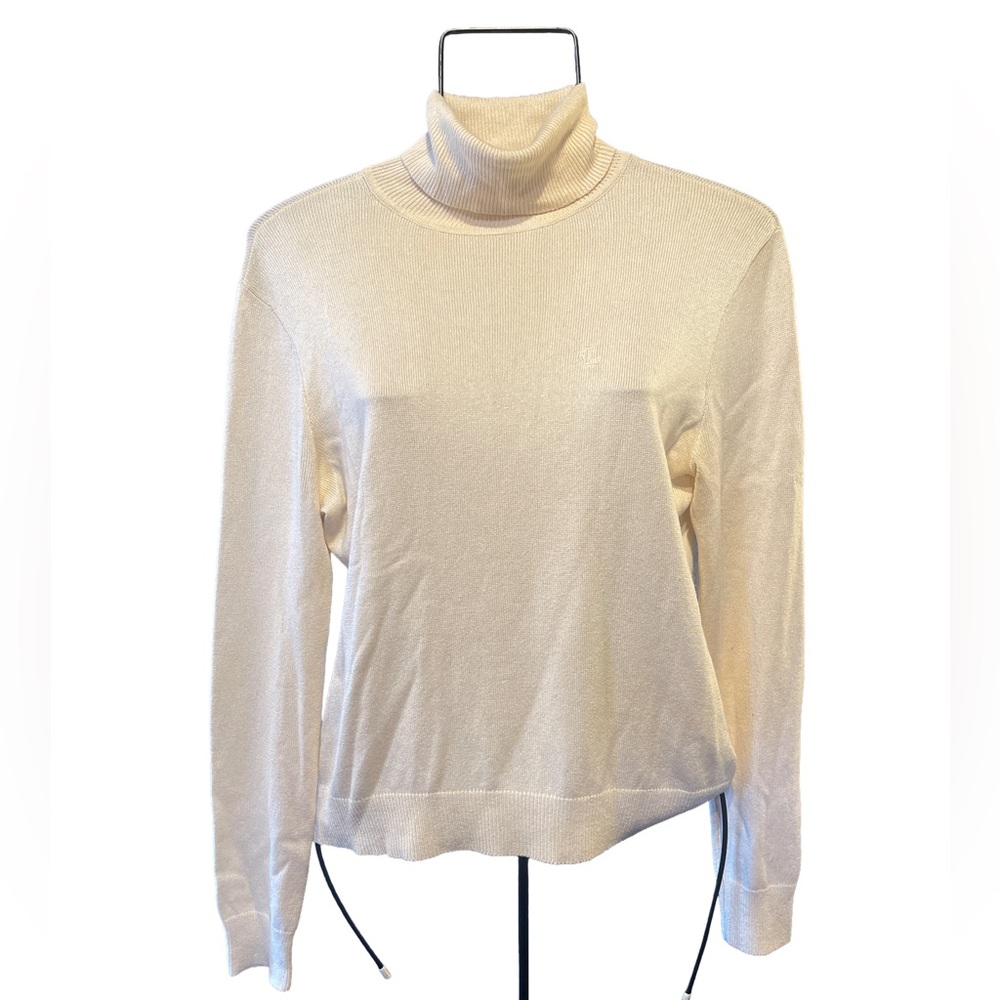 Lauren Ralph Lauren Cashmere Silk Taupe Turtleneck Sweater